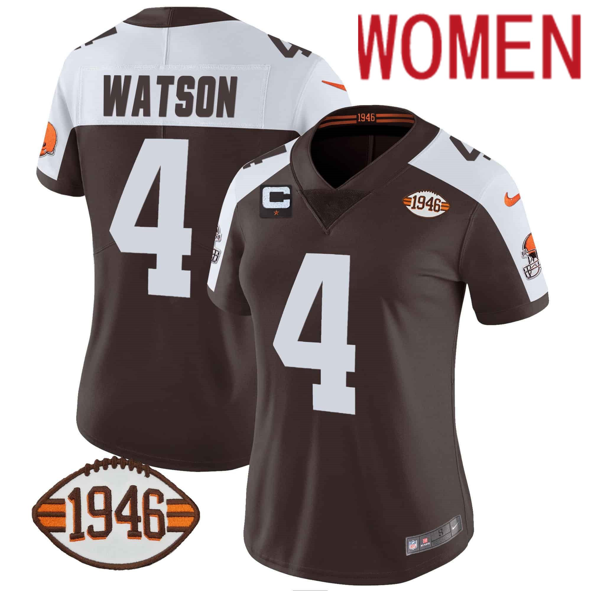 Women Cleveland Browns #4 Watson Brown 1946 75th Anniversary Patch 2024 Nike NFL Jersey